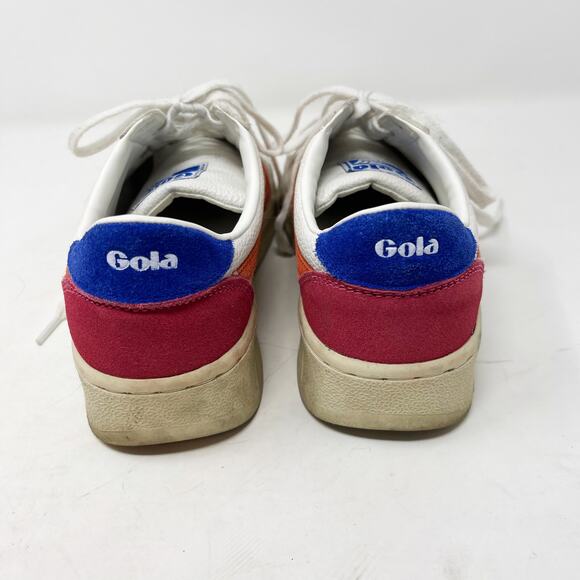 Gola Womens US 6 Grandslam Trident Sneaker White Hot Coral Marine Blue Lace Up - Picture 11 of 12